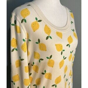 Hanna Andersson Lemonade Lemon Print Long John Pajama Top Women’s Large
